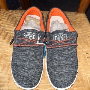 Hey Dude youth blue and Orange Loafers